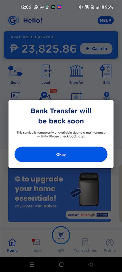 GCash disables Bank Transfers after Account .